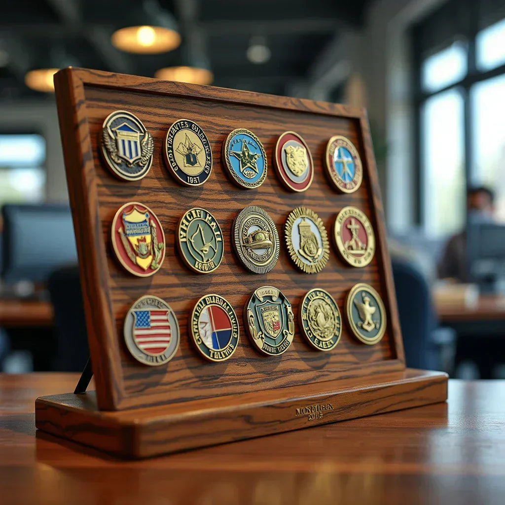 Challenge coin wood rack