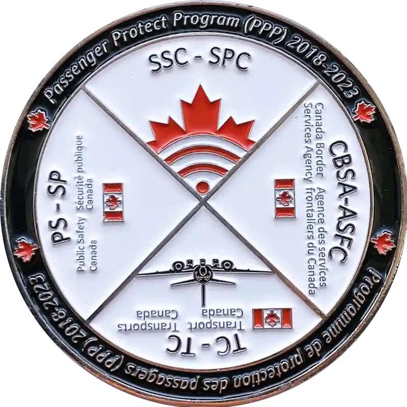 CBSA PPP custom challenge coin backside